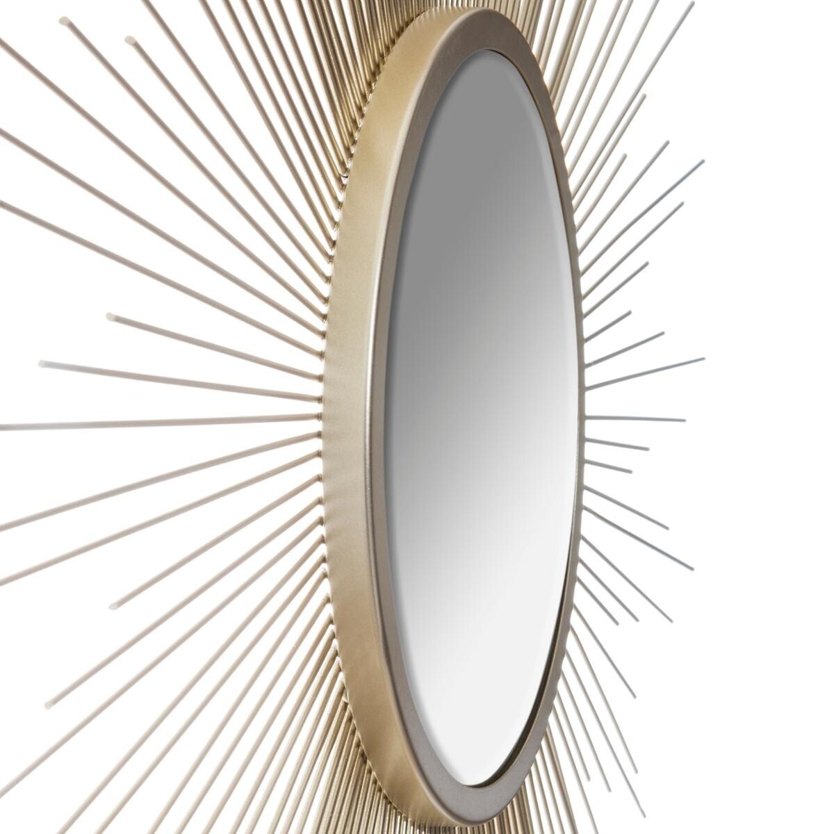 Miroir soleil bombé métal doré D70 cm