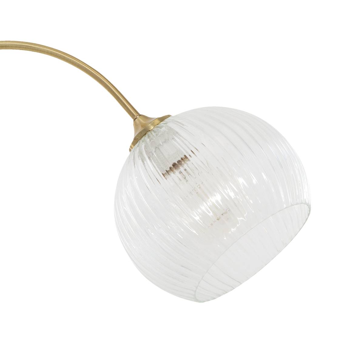 Lampadaire arc Laye H. 150 cm métal verre et marbre or