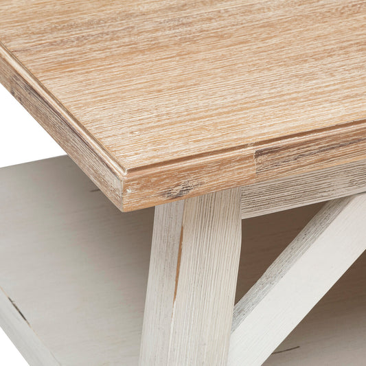 Table basse Olbia 120 x 70 cm acacia et blanc