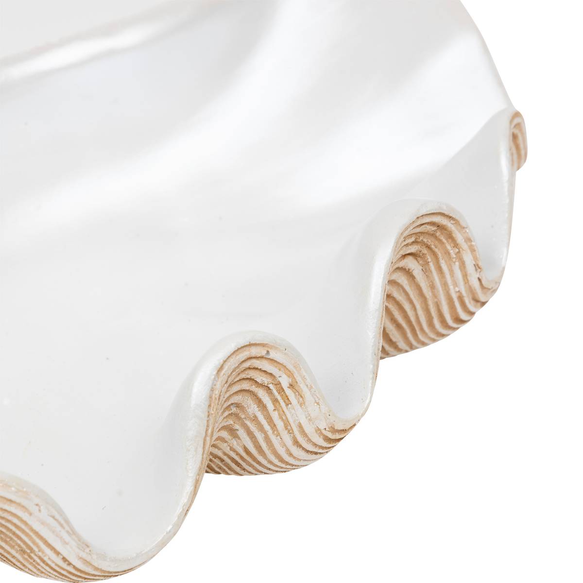 Coupelle déco Océane 36 x 20 x 8 cm résine blanc