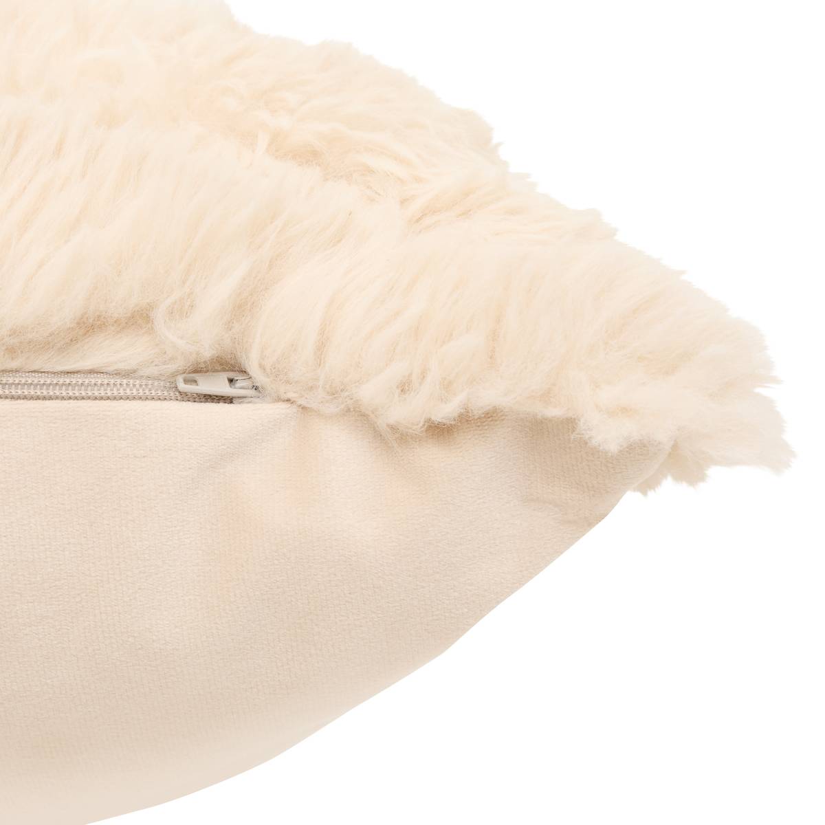 Coussin fourrure Duvia 38 x 58 cm beige lin