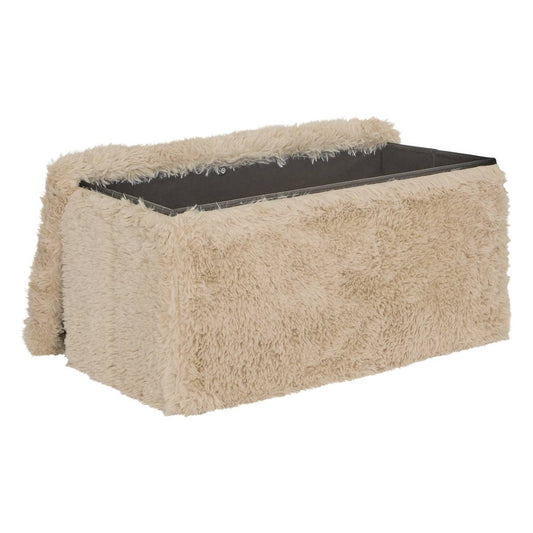 Pouf pliant double Duvia fourrure lin
