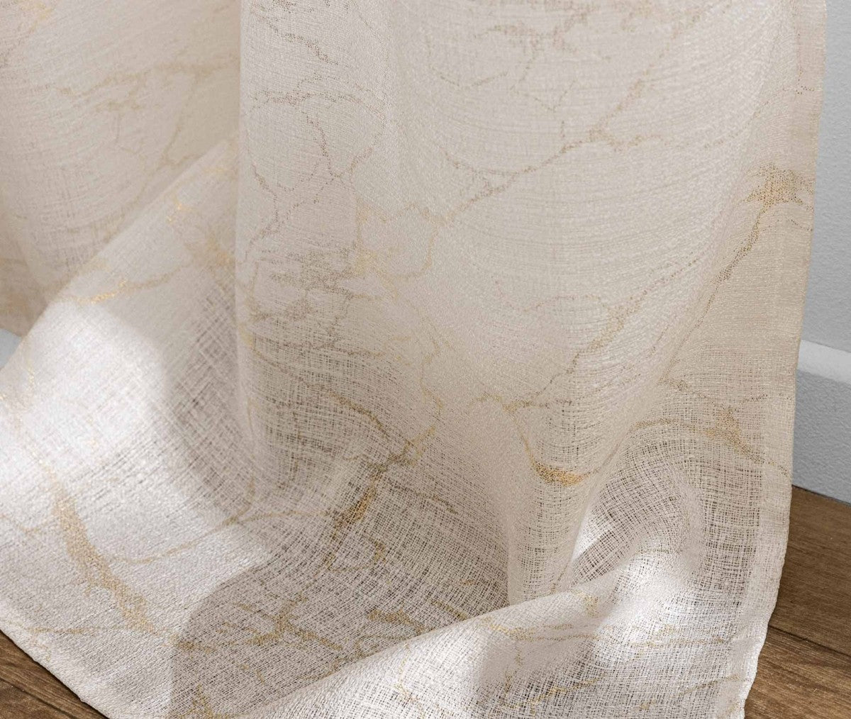 Panneau à œillets 140 x 240 cm effet lin imprimé métallisé Marius beige