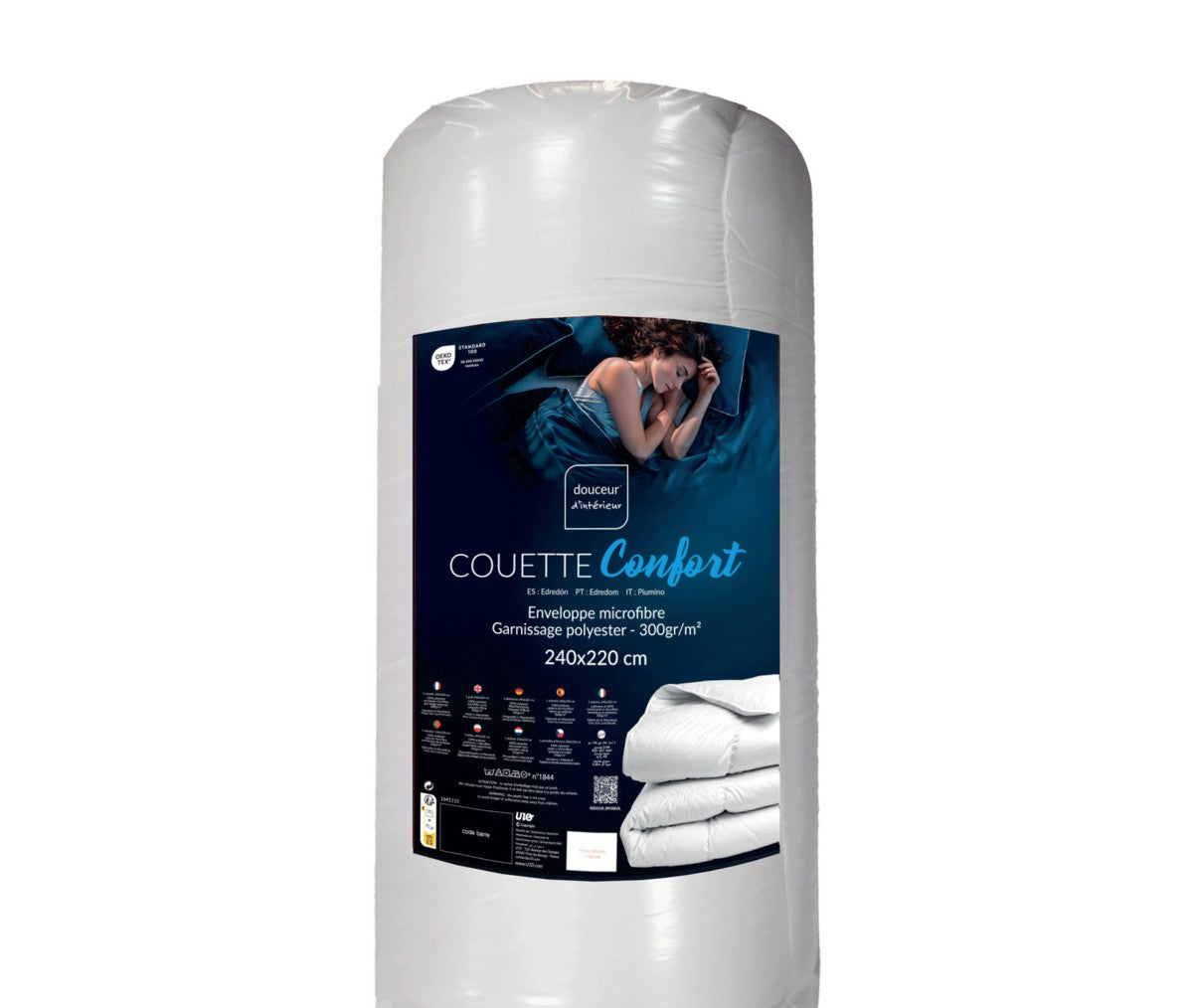 Couette 2 personnes 220 x 240 cm polyester uni Confort
