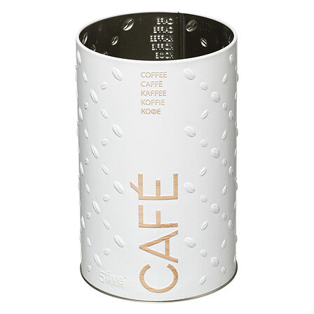 Boîte à café 500 g en métal blanc texturé
