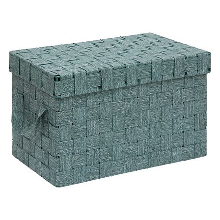 Set de 2 boîtes rectangle L. 22,3 x P. 21,2 x H. 35 cm max polyester vert