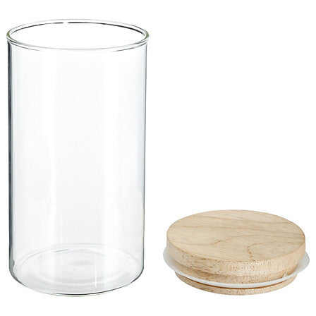 Bocal 1 L en verre et bois d’hévéa