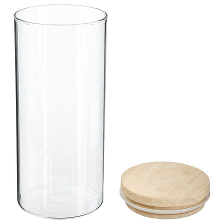 Bocal 1,3 L en verre et bois d’hévéa