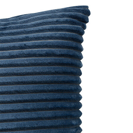 Coussin flanelle côtelé 38 x 38 cm bleu encre