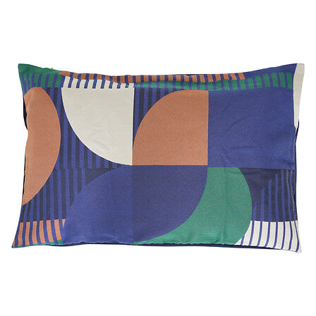 Coussin jacquard Flow 38 x 58 cm polyester bleu indigo