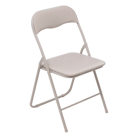 Chaise pliante en PVC beige avec structure metal - accessoire salon pack mobilier LMNP