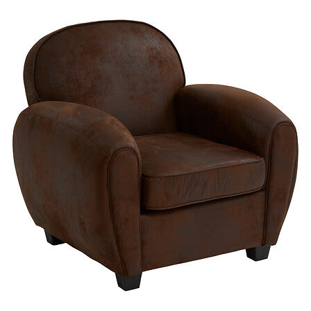 Fauteuil club en PU marron style vintage - salon pack mobilier LMNP