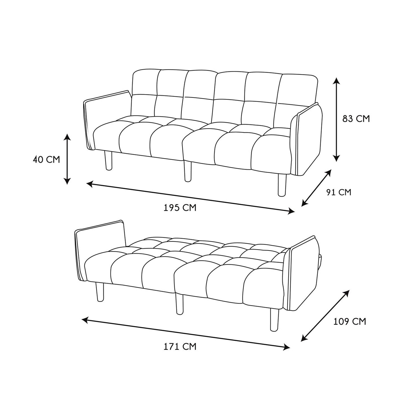 Canapé convertible gris 3 places