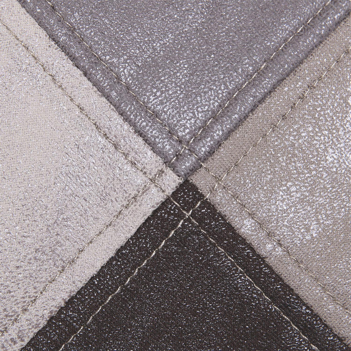 Fauteuil patchwork simili cuir marron pieds hêtre