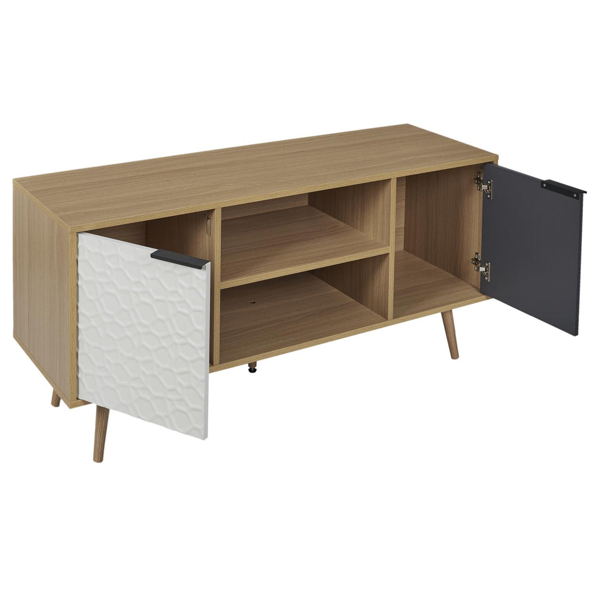 Meuble TV Sven bois blanc et gris anthracite