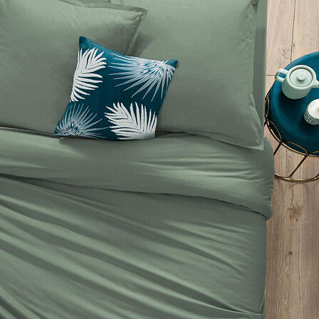 Housse de couette 2 personnes 240 x 220 cm en coton céladon