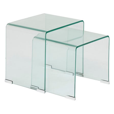 Lot de 2 tables café gigognes verre transparent