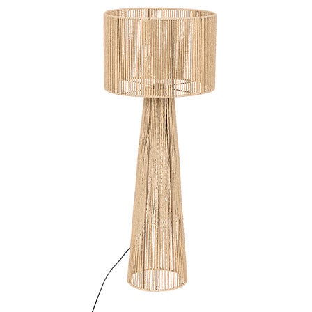 Lampadaire droit naturel en fibres tressees style boheme - luminaire salon pack mobilier LMNP