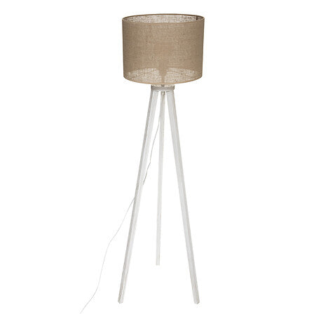 Lampadaire trepied en bois naturel avec abat-jour textile beige 143cm - luminaire decoration pack mobilier LMNP