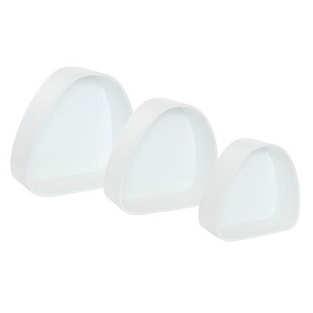 Lot de 3 etageres murales arrondies en MDF blanc trois tailles differentes - rangement decoration pack mobilier LMNP