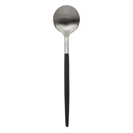 Ménagère en inox brossé et manche noir mat