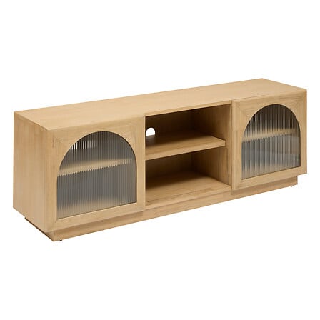Meuble TV 2 portes et 1 étagère Lousada L. 160 x P. 40 x H. 55 cm