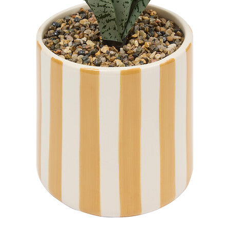 Plante artificielle pot rayé