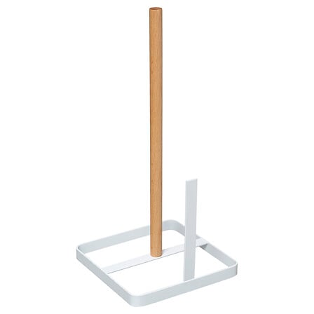 Porte-essuie-tout en bois et métal blanc