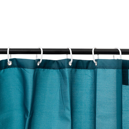 Rideau de douche bleu pétrole