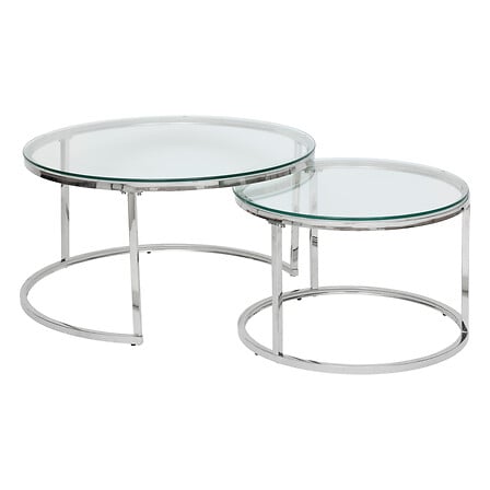 Lot de 2 tables basses Kneo verre et inox