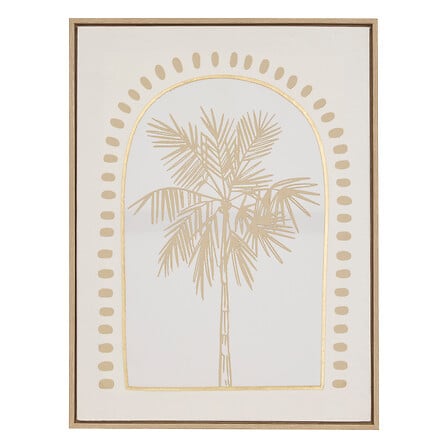 Toile murale 3D encadree motif palmier 45x60cm effet metallise dore arche et soleil - decoration murale pack mobilier LMNP