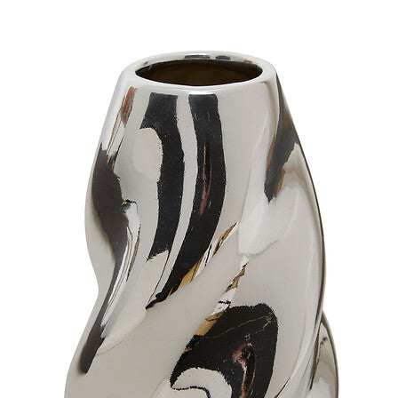 Vase céramique haut 21 cm argenté