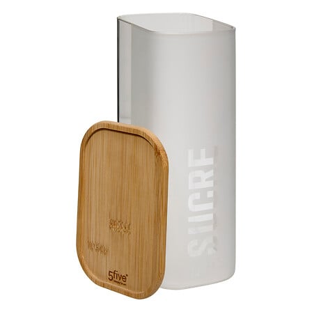 Boîte à sucre en verre givré avec couvercle bambou