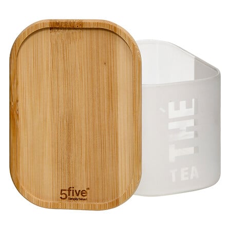 Boîte à thé en verre givré avec couvercle bambou