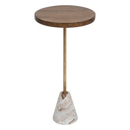Table café Neith bois plateau marbre beige