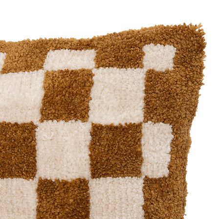 Coussin damier marron
