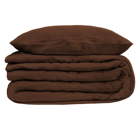 Parure de lit Flora 240 x 220 cm double gaze de coton marron