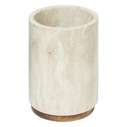 Pot à brosse à dents effet marbre avec base en bois d’acacia