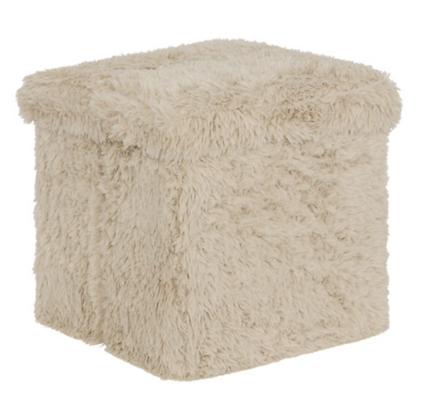 Pouf pliant Duvia fourrure lin
