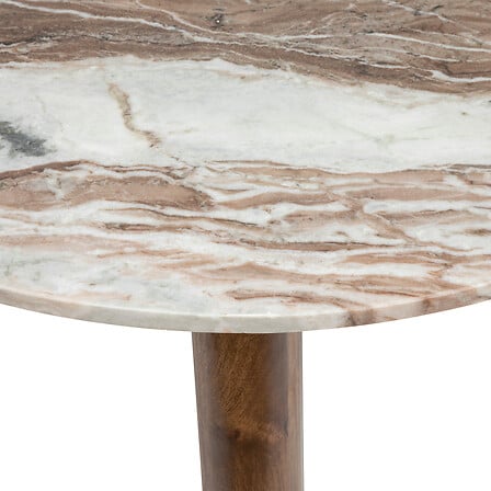 Table basse marbre et manguier beige