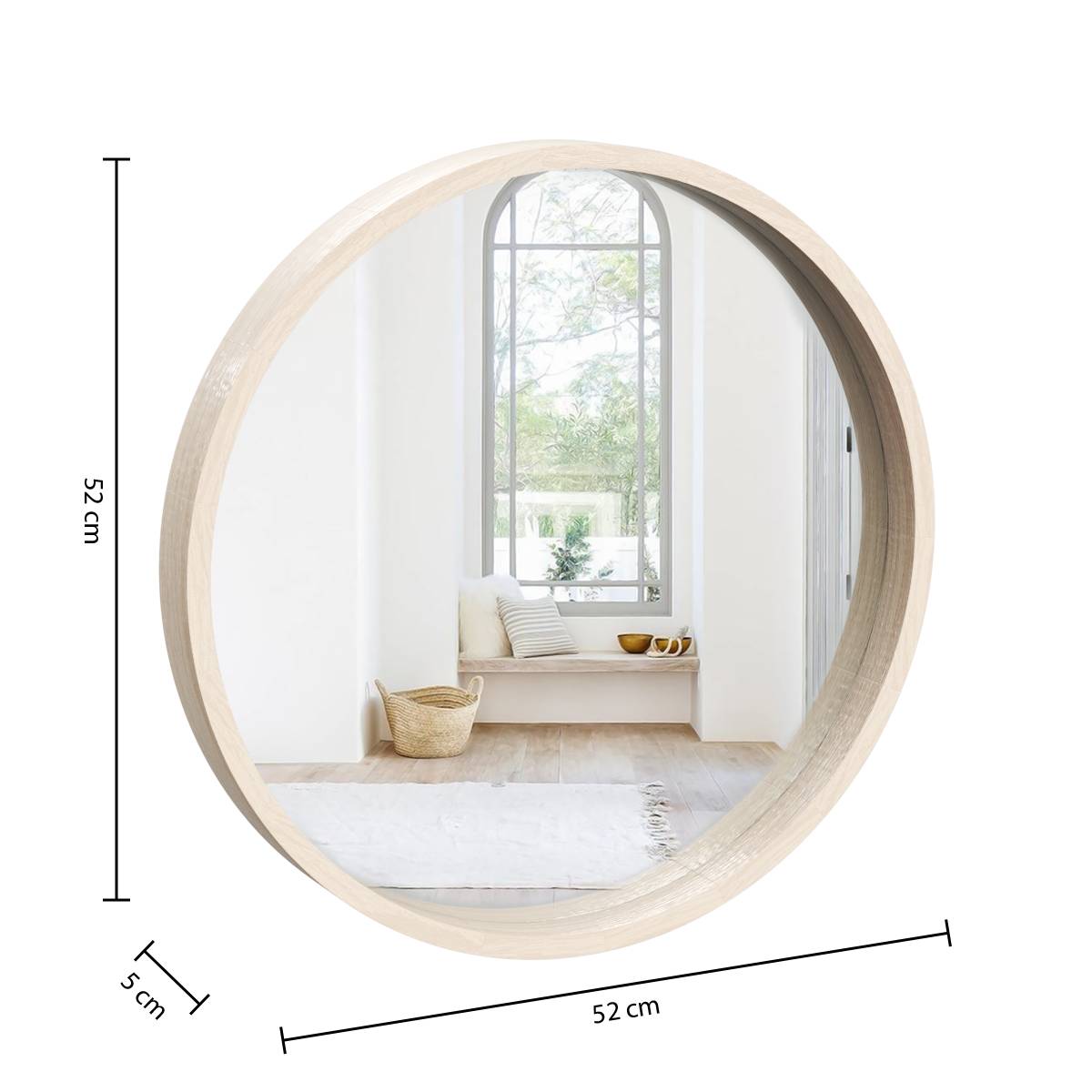 Miroir rond Olav bois naturel Ø 52 cm