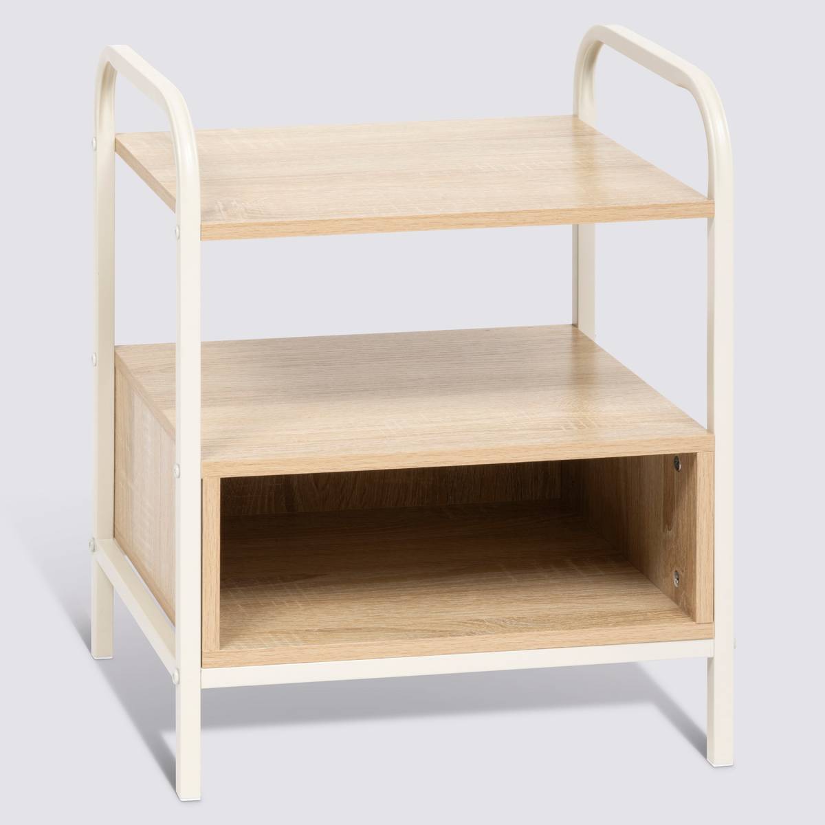 Chevet 1 tablette et 1 niche Curvy L. 40 x P. 30 x H. 50 cm beige