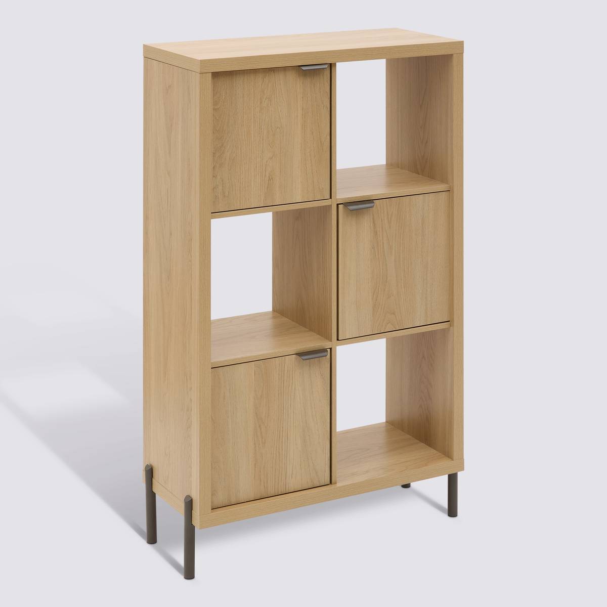 Étagère 6 cases 3 portes haut 116,5 cm MDF naturel