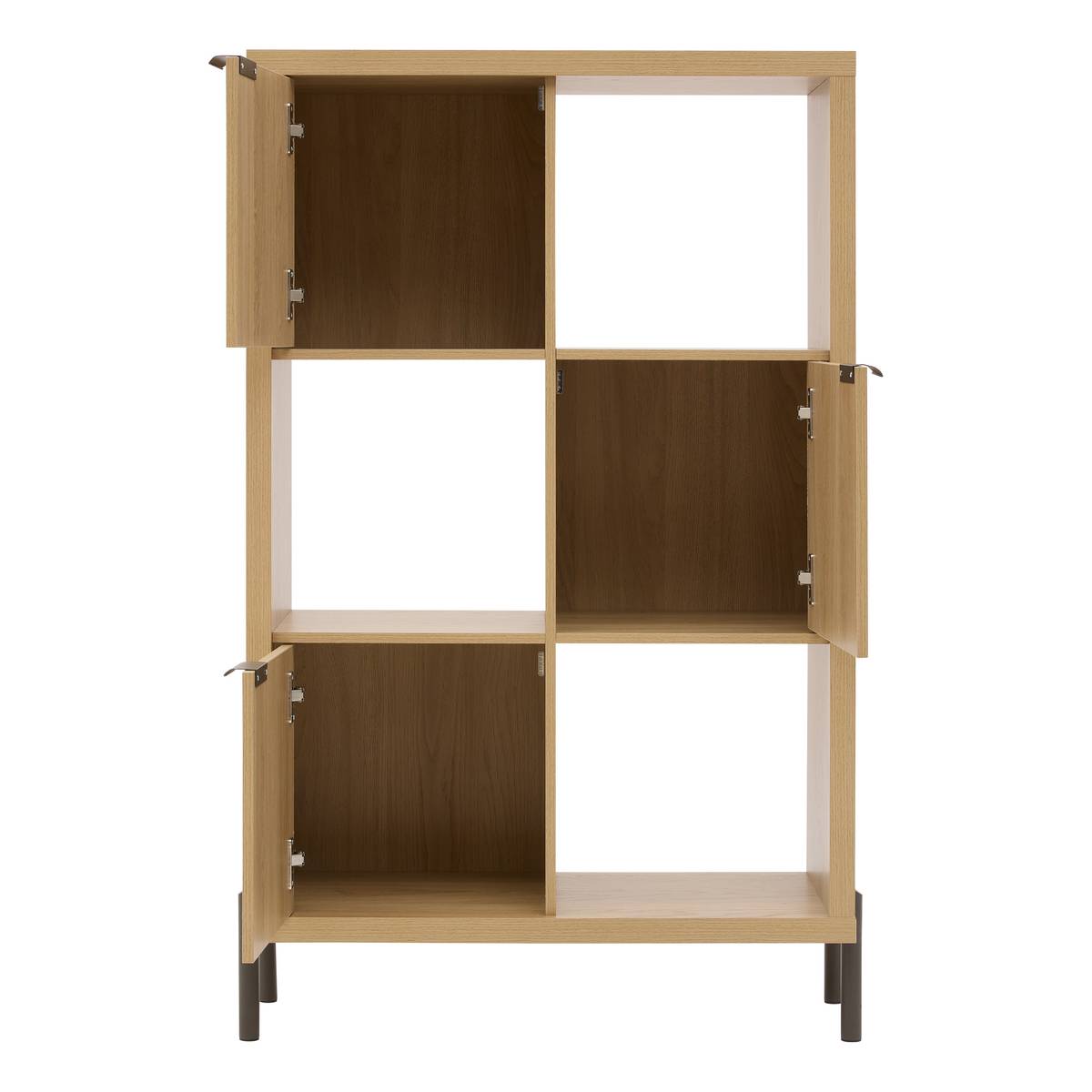 Étagère 6 cases 3 portes haut 116,5 cm MDF naturel