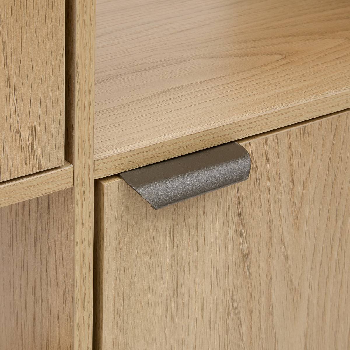 Étagère 6 cases 3 portes haut 116,5 cm MDF naturel