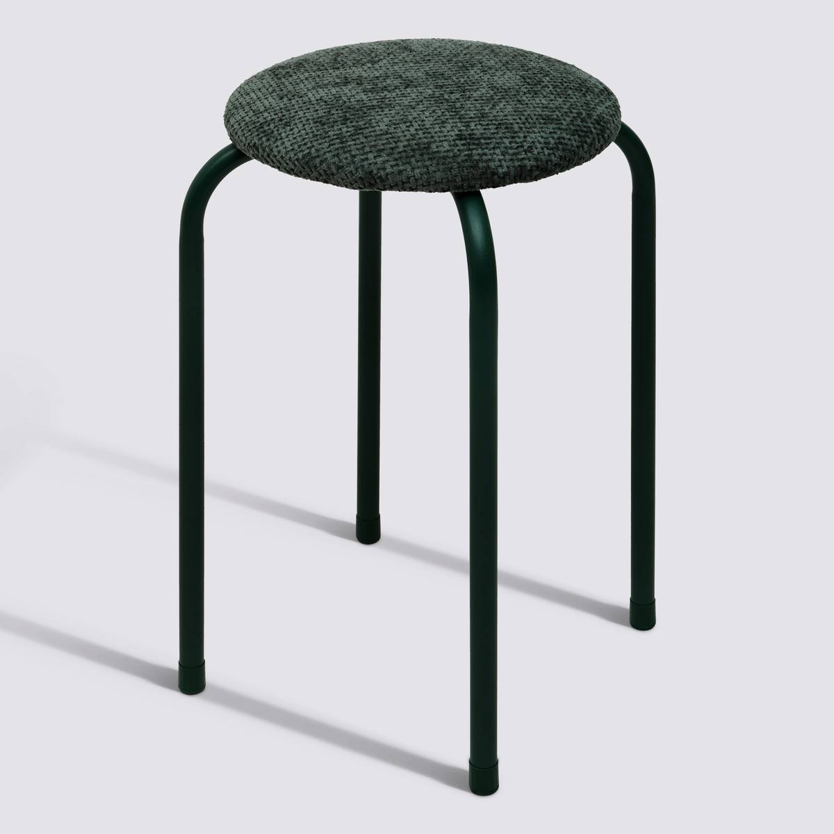 Tabouret empilable Velvy Ø 38 cm métal et velours vert kaki