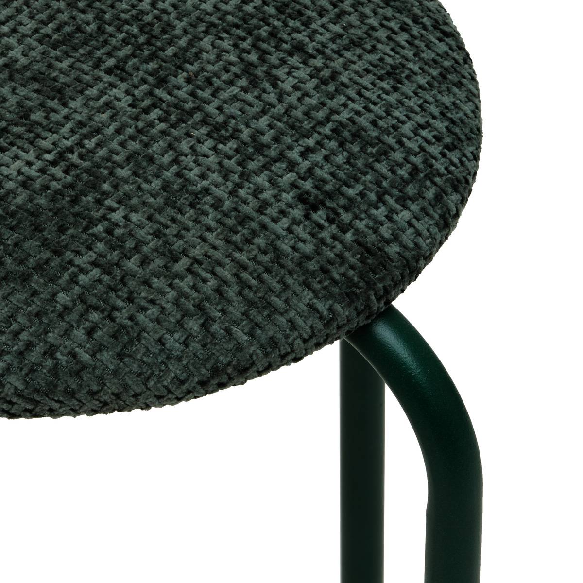 Tabouret empilable Velvy Ø 38 cm métal et velours vert kaki