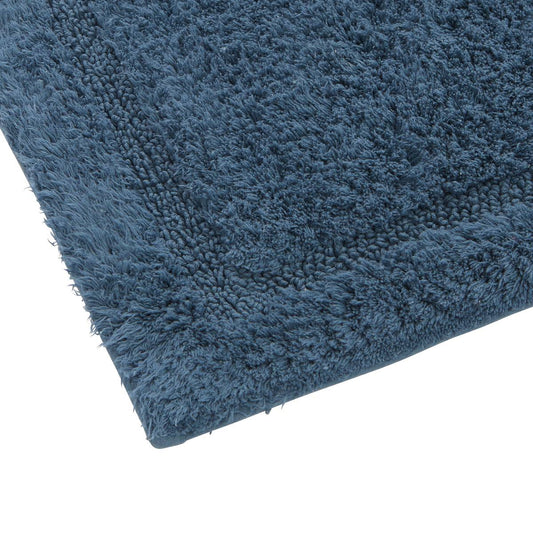 Tapis de salle de bain Fluffy Colorama 75 x 50 cm coton bleu