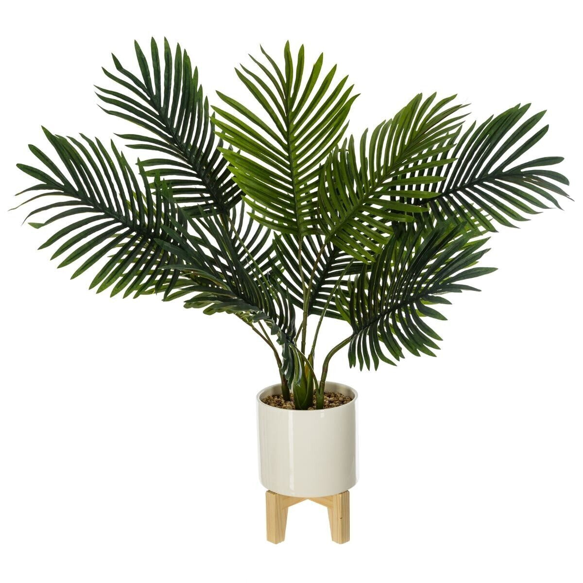 Palmier Inti H. 72 cm avec pot céramique sur pied