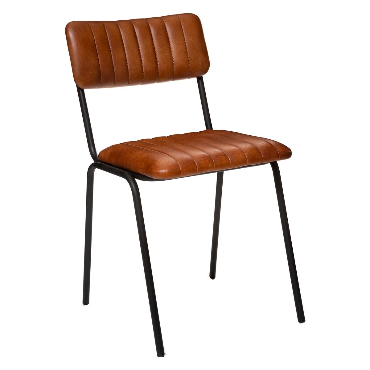 Chaise Dario cuir cognac